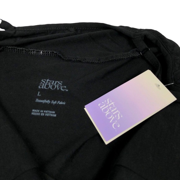 NEW Stars Above Black Chemise Nightgown Nightie Sexy Ultra Soft Padded Womens L - Picture 4 of 8